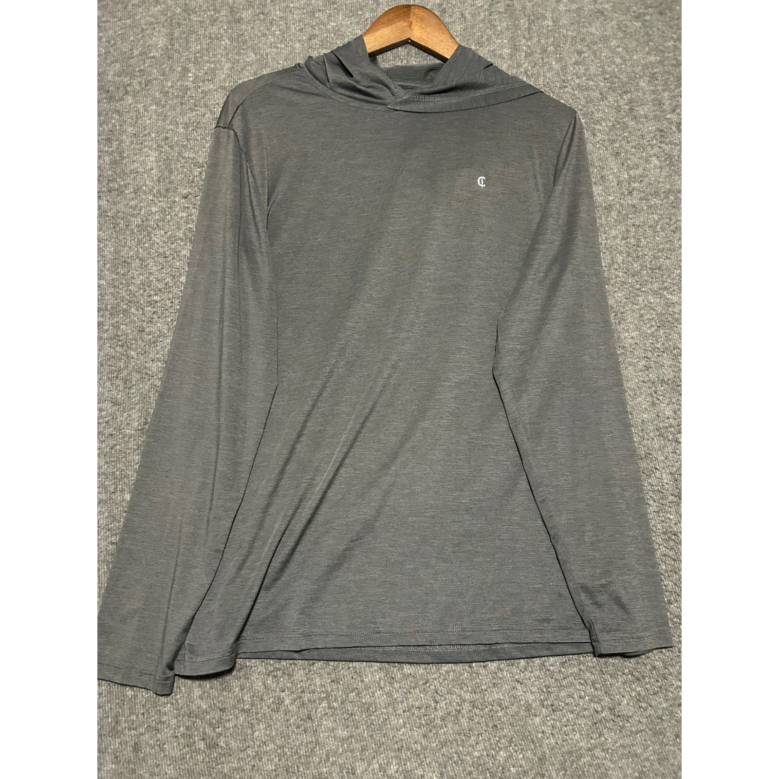 Criquet Hoodie Lightweight Pullover Mens Gray Medium Performance Stretch Read
